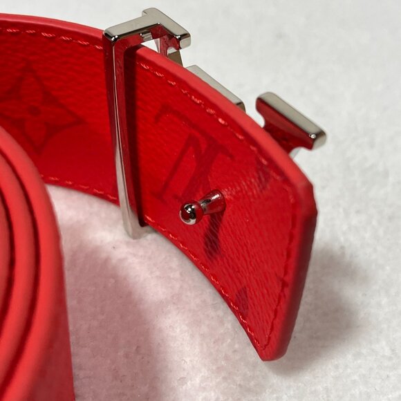 Louis Vuitton Red LV Initiales Belt Silver Buckle 40 With Box Duster Bag - Picture 3 of 16